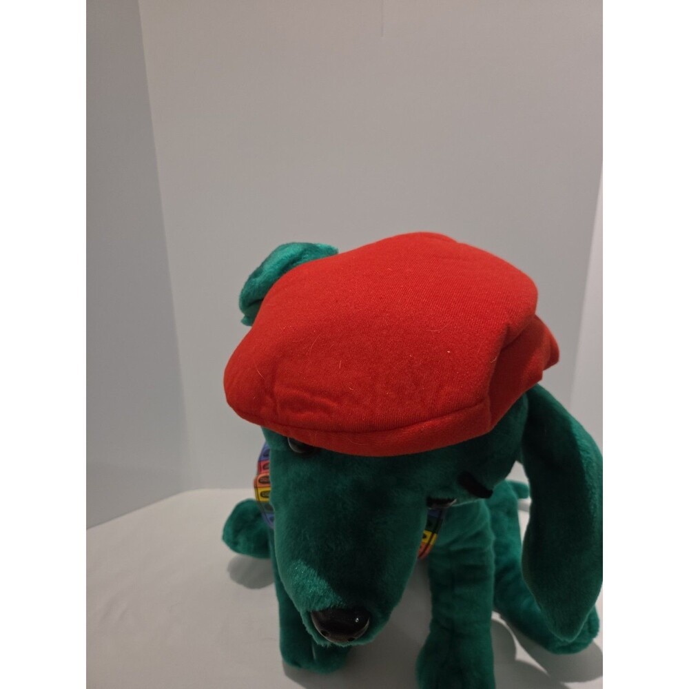 Vtg 24" Nanco 2000 Bright Green Chihuahua Plush Dog Crayon Bandolier Red Beret - Picture 5 of 12